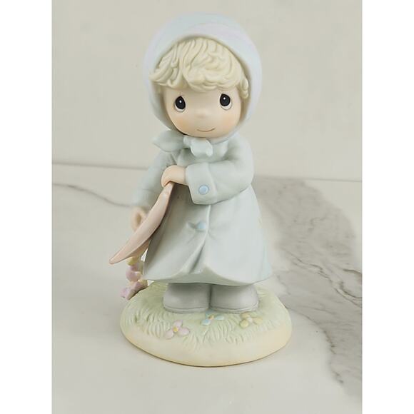 Enesco Precious Moments March Girl w/ Kite 5 1/2" Porcelain Figurine 1989 Taiwan - Picture 5 of 16